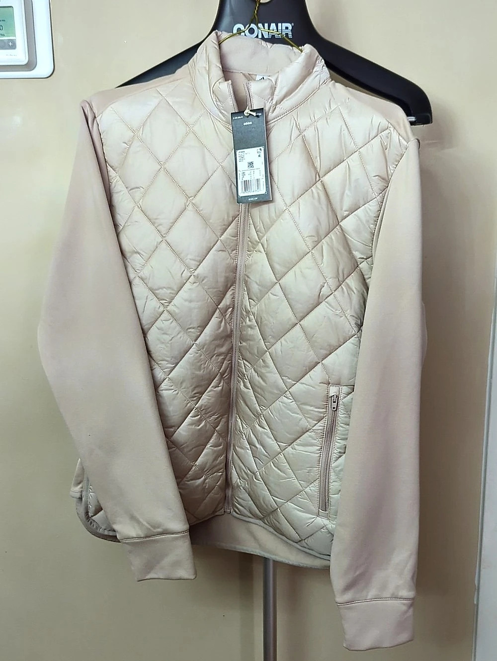 adidas Quilted Full-Zip Jacket in Skin Color Size Medium NWT